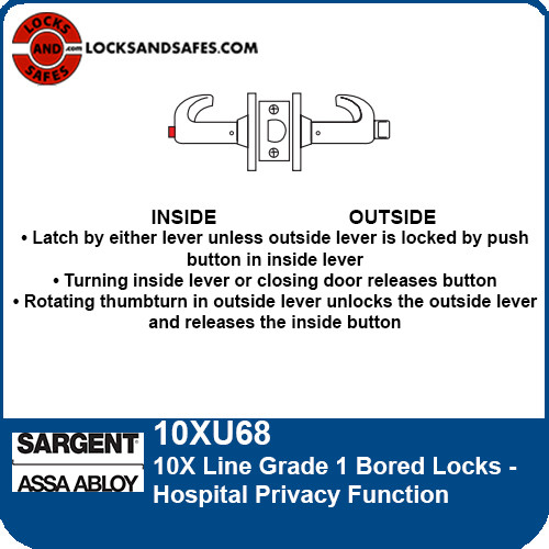 Sargent 10XU68 VSLL Hospital Privacy with Indicator Bored Lock