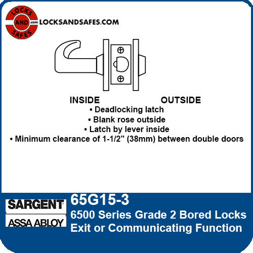 Sargent 65G15-3 Exit or Communicating Function Bored Lock