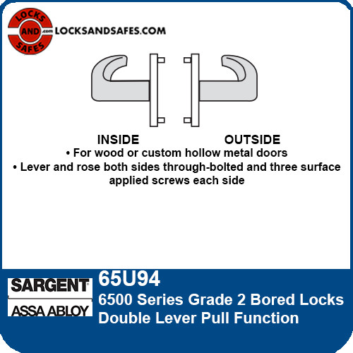 Sargent 65U94 Double Lever Pull Bored Lock