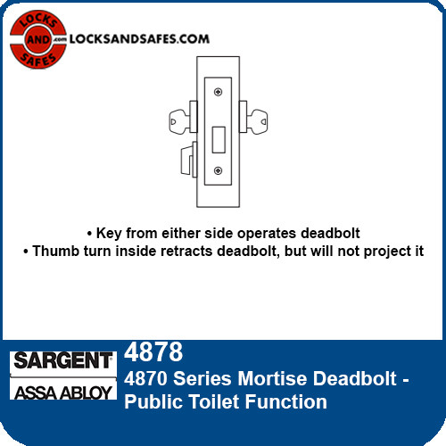 Sargent 4878 Public Toilet Mortise Deadbolt