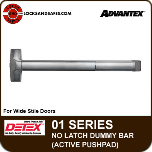 Detex Advantex 01 Series No Latch Dummy Bar (Active Pushpad) For Wide Stile Doors