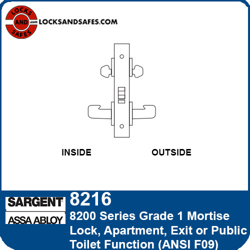 Sargent 8216 Apartment Exit or Public Toilet Mortise Lock