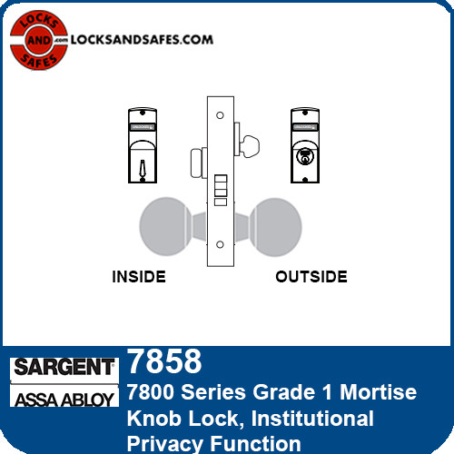 Sargent 7858 Institutional Privacy Mortise Lock