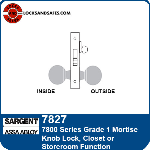 Sargent 7827 Closet Mortise Lock | Sargent Storeroom Mortise Knobset