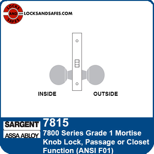 Sargent 7815 Passage Mortise Knob Lock | Sargent Closet Mortise Lock