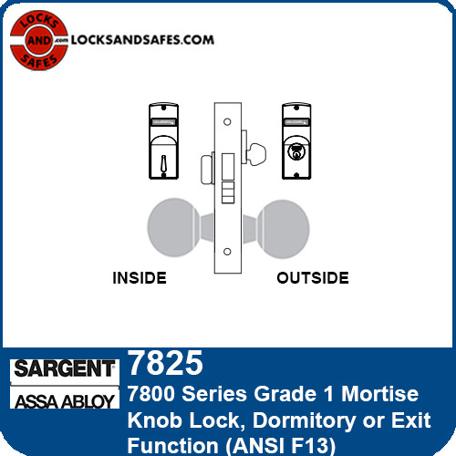 Sargent 7825 Dormitory Mortise Lock | Sargent Exit Mortise Knobset