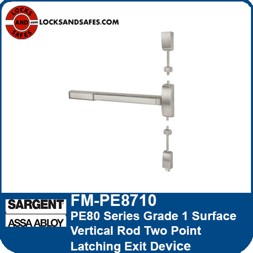 Sargent FM-PE8710 | PE80 Series Grade 1 Surface Vertical Rod Two Point Latching Exit Device