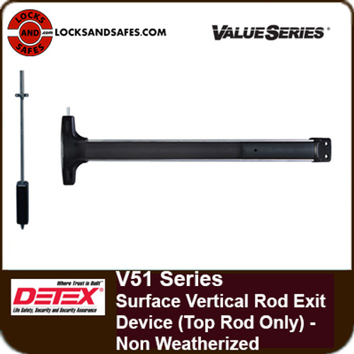 Detex ValueSeries V51 - Surface Vertical Rod Exit Device - Top Rod Only Non Weatherized