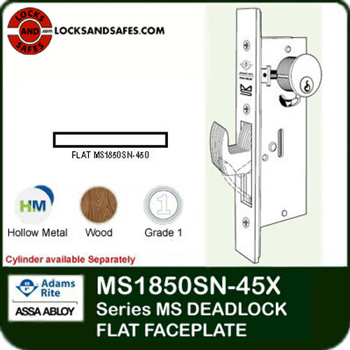 Adams Rite MS1850SN-45X - ANSI Deadlock | Adams Rite MS1850SN Large 8" Body Deadlock