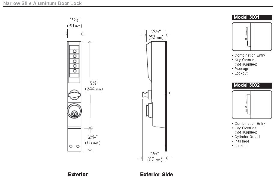 Simplex 3000 Narrow Stile Lock