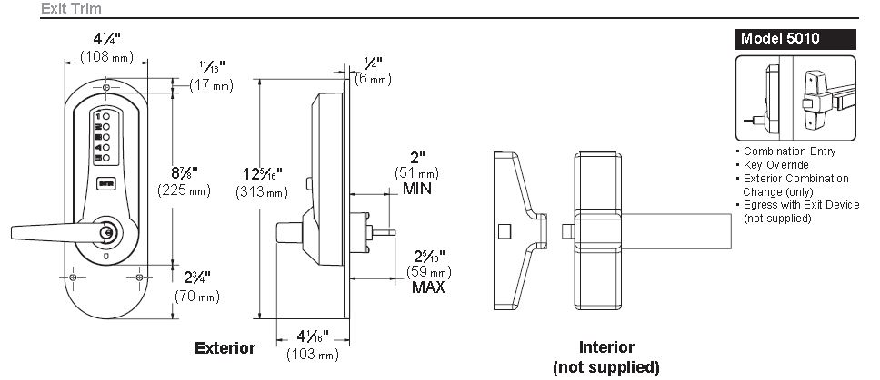 Simplex 5000 Exit Trim | Simplex 5010