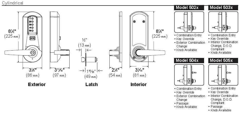 Simplex 5000 Cylindrical Dimensions