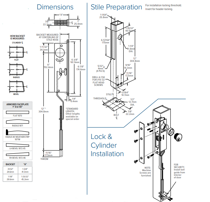 Adams Rite 1870 Cylinder Operated Flushbolt Installation