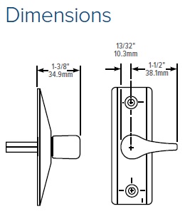 Adams Rite 4565 Deadlatch Handle Dimensions