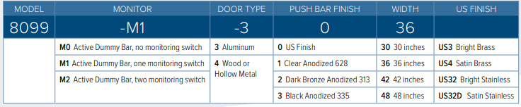 Adams Rite 8099M0 Dummy Bar How To Order