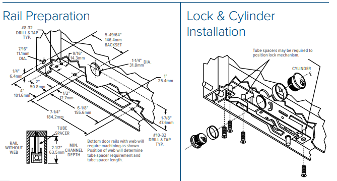 Adams Rite MS1861 Bottom Rail Deadbolt Rail Preparation