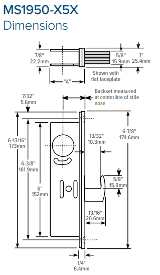 Adams Rite MS1950-X5X Dimensions | Adams Rite Outdoor Locks