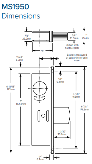 Adams Rite MS1950 Deadlock Dimensions