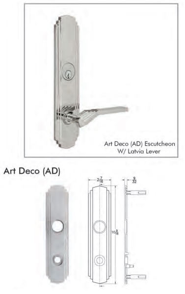 Townsteel Art Deco Escutcheon Dimensions 