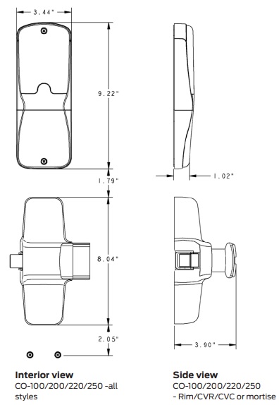 CO220 Exit Trim Interior View | CO-220 Exit Trim Interior Dimensions