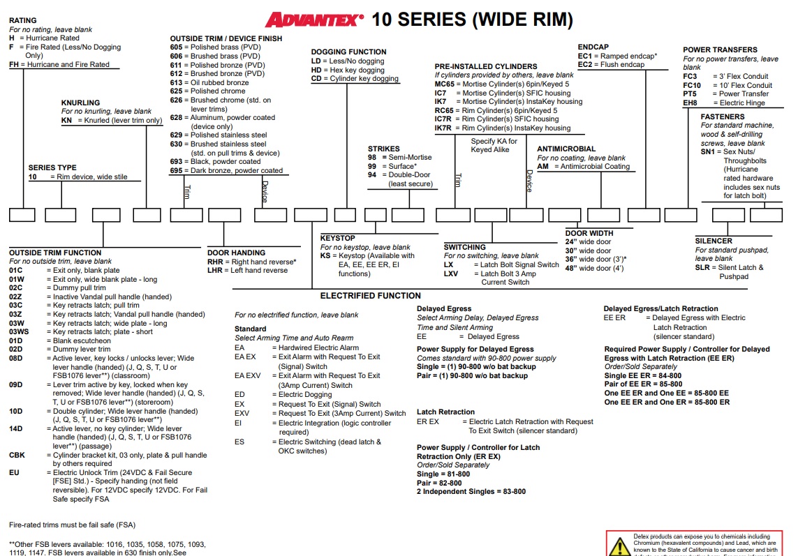 Detex 10 Series Non Weatherized how to order