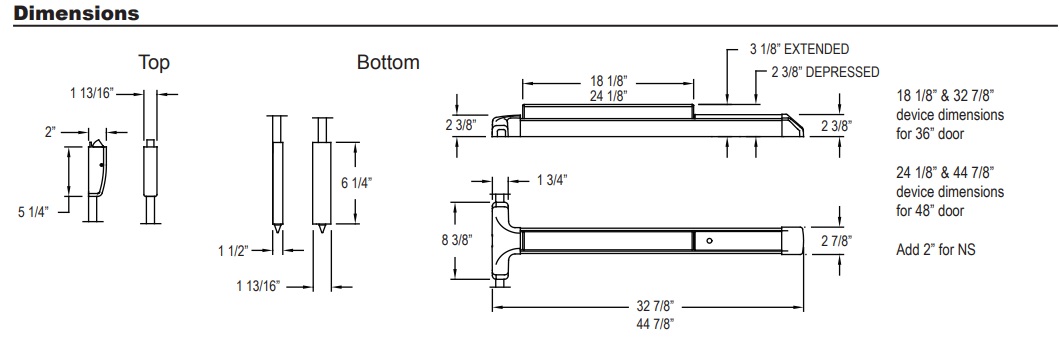 Detex V50xW Dimensions