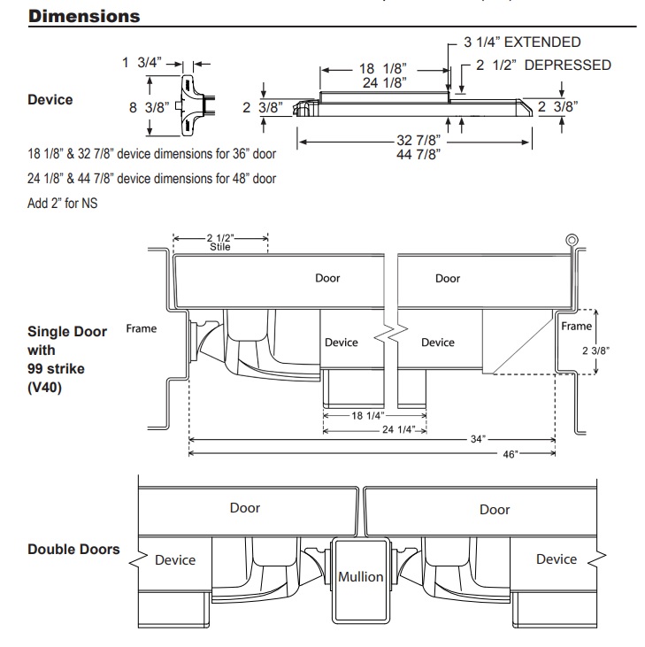 Detex ValueSeries V40 Dimensions