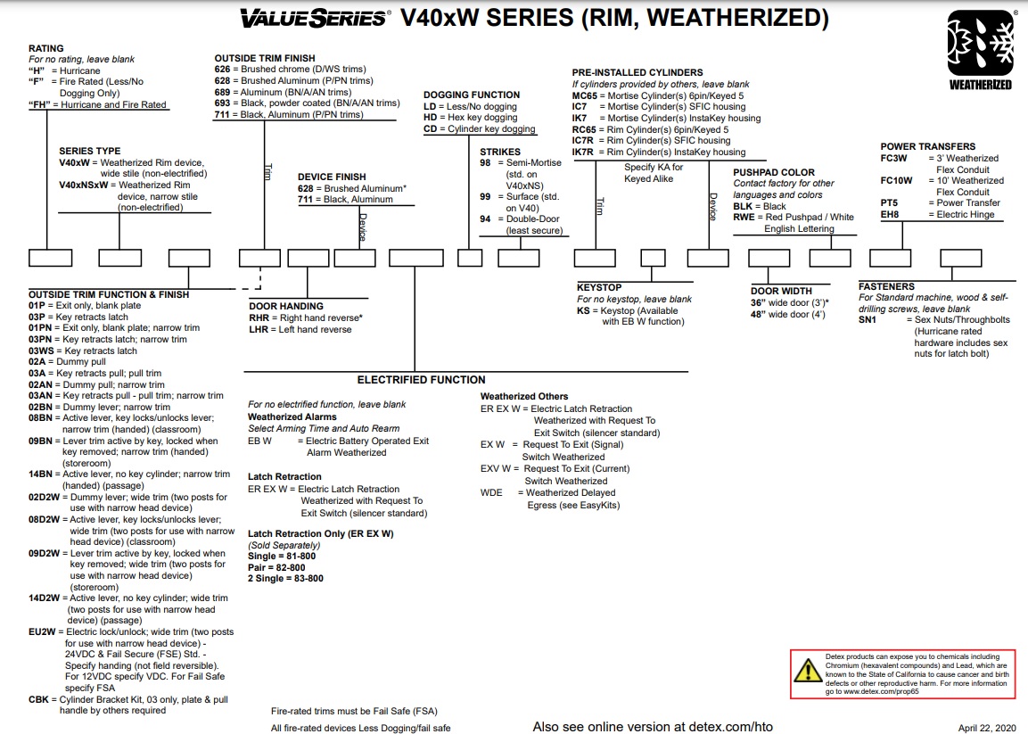 Detex ValueSeries V40xW How To Order