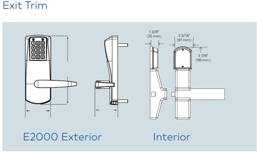 EPlex 2000 Exit Trim Dimensions | E-Plex 2000 Exit Trim Dimensions