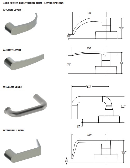 Hager 4500 Escutcheon Trim Lever Options