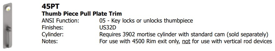 Hager 45PT Thumb Piece Function