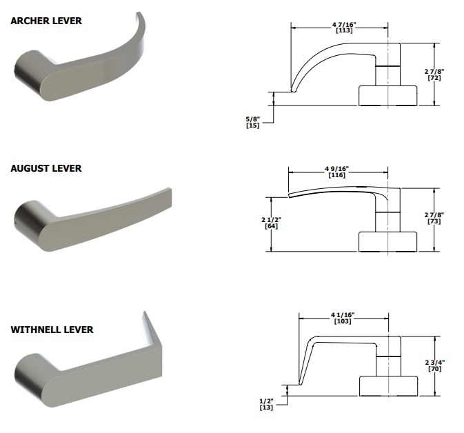 Hager 4700 Escutcheon Trim Lever Options