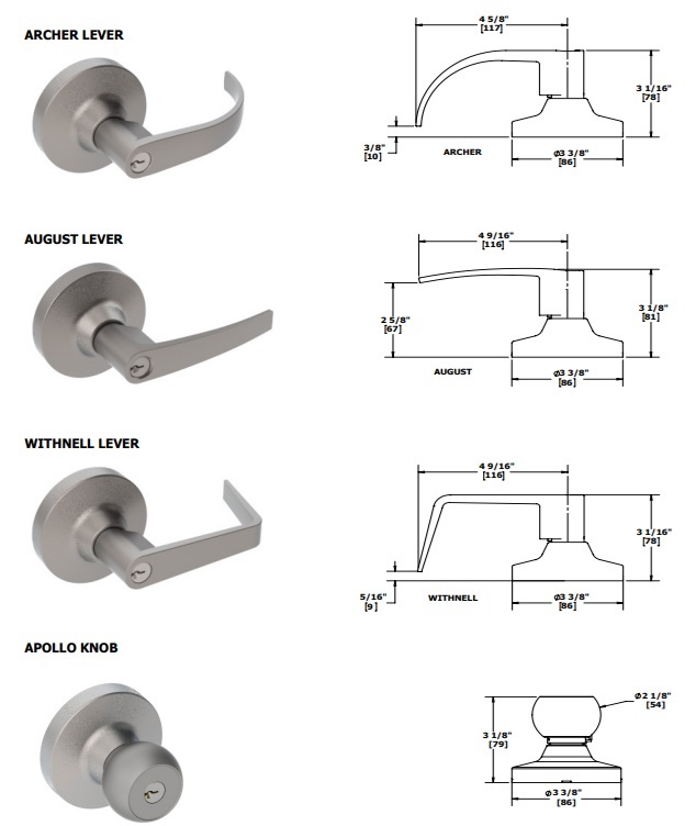 Hager 4700 Key In Lever Trim Lever and Knob Options