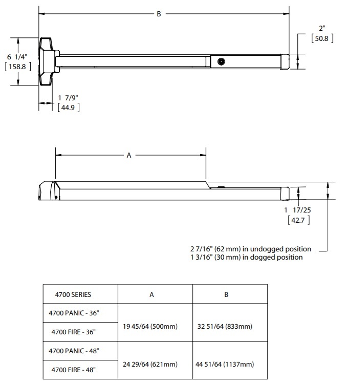 Hager 4700 Series Exit Device Profile