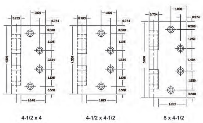 Heavy Weight Hinges Dimensions