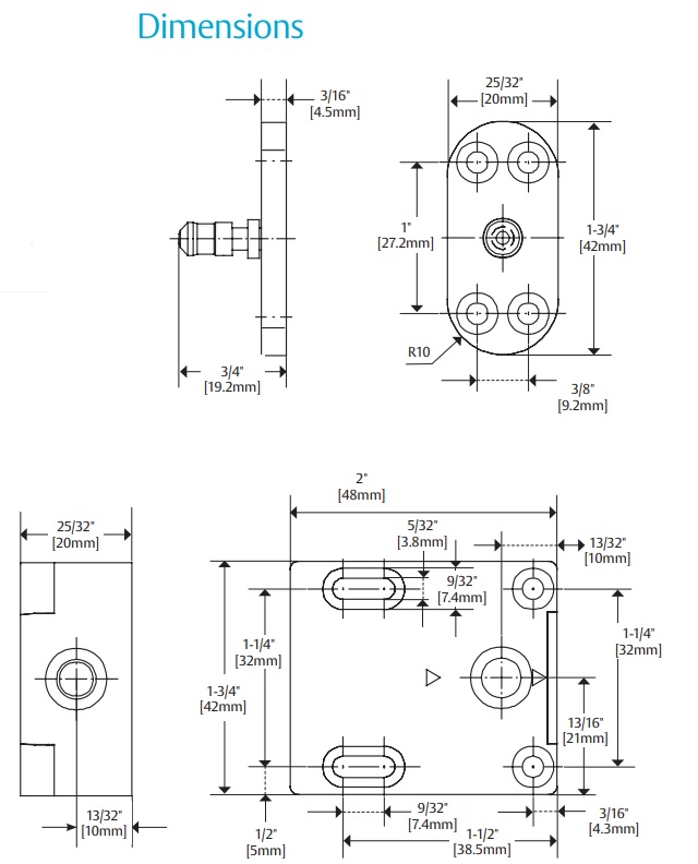 HES 610 Cabinet Lock Dimensions