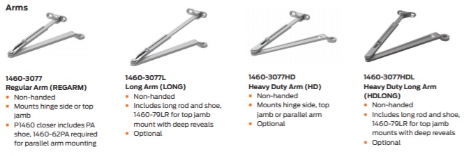 LCN 1460 Medium Duty Door Closer, Aluminum Powder Coat Finished, Cast Iron, Non-Handed, Regular Arm with Parallel Arm Shoe - 2