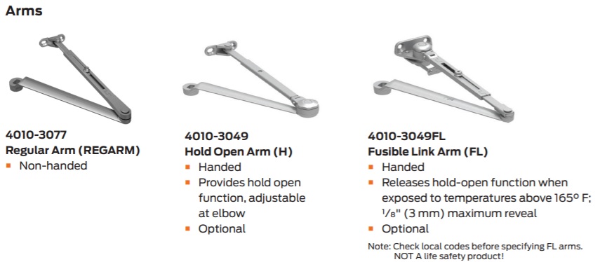 LCN 4011 Arm Style | LCN 4016 Arm Style