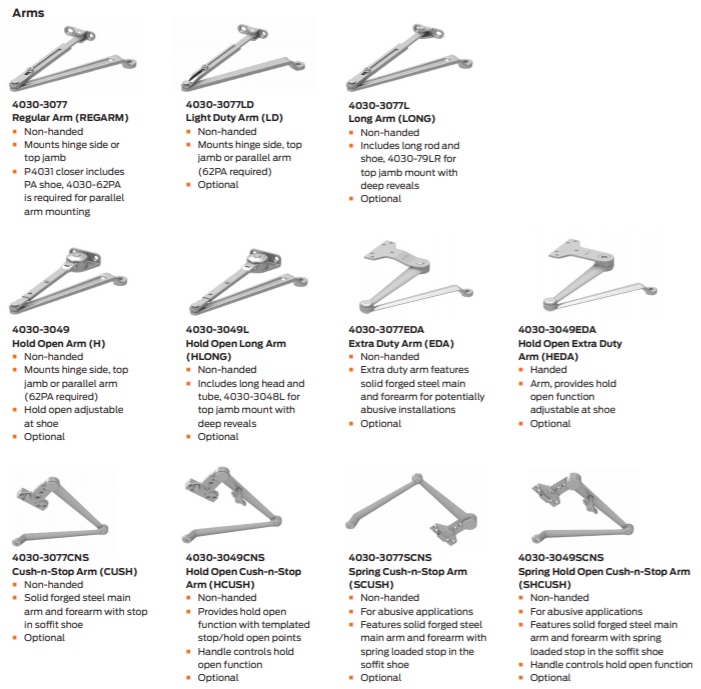 LCN 4031 Door Closer Arms