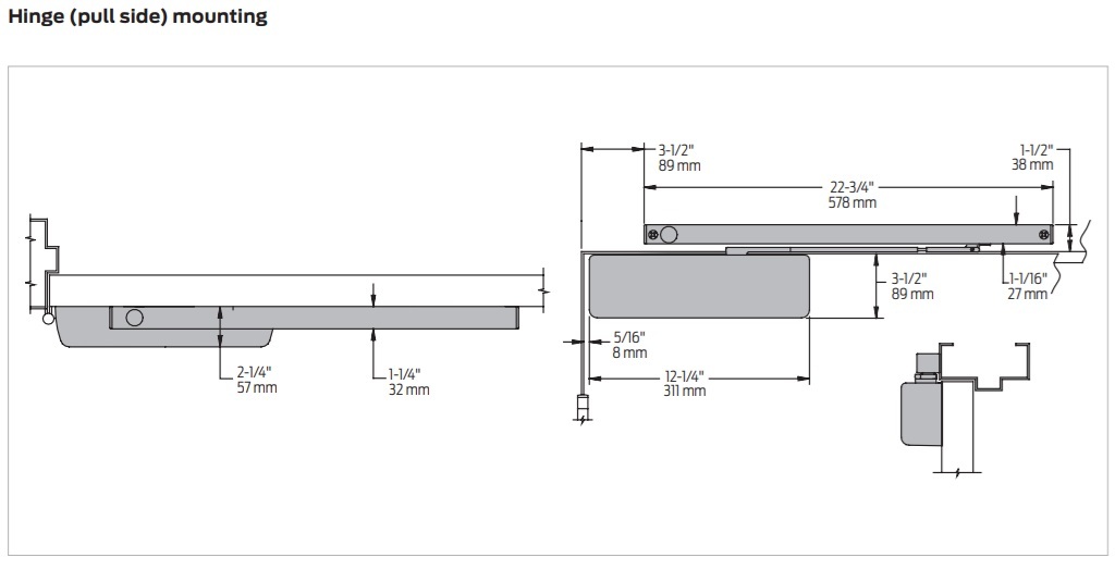 LCN 4040SE Pull Side Mounting Details