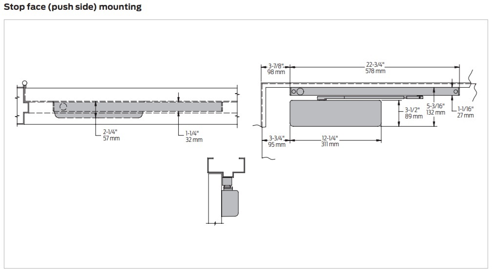 LCN 4040SE Push Side Mounting Details