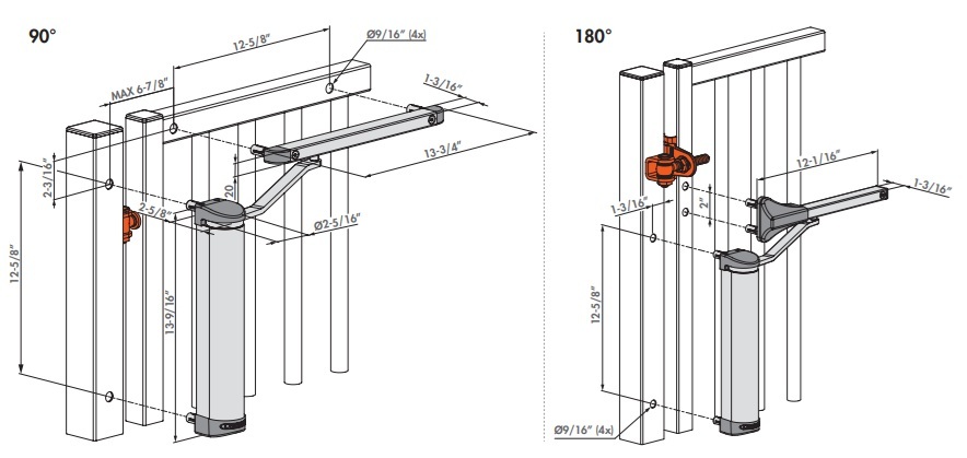 Locinox Lion Gate Closer Dimensions
