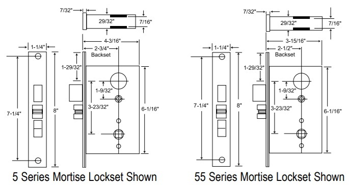 Marks NOVA Series Mortise Lock Dimensions
