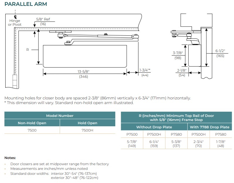 Norton 7500 Door Closer Parallel Arm