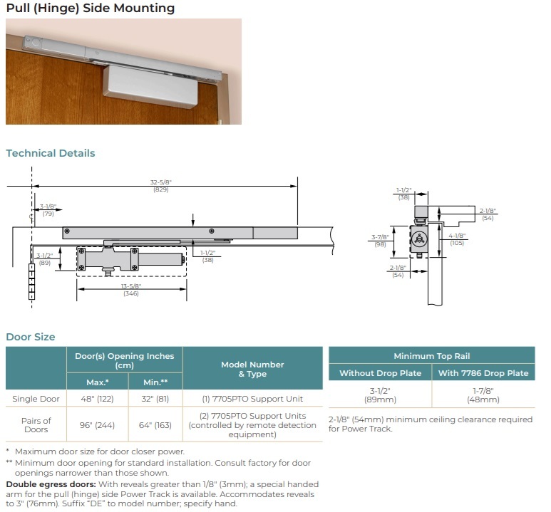 NORTON 7700PT Closer Pull Side Mounting Details | NORTON 7705