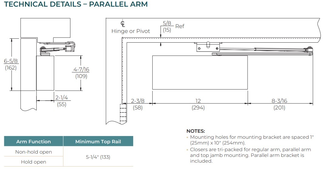Norton 9500 Parallel Arm Closer Details