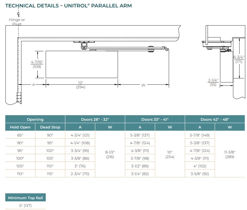 Norton 9500 Unitrol Door Closer Details