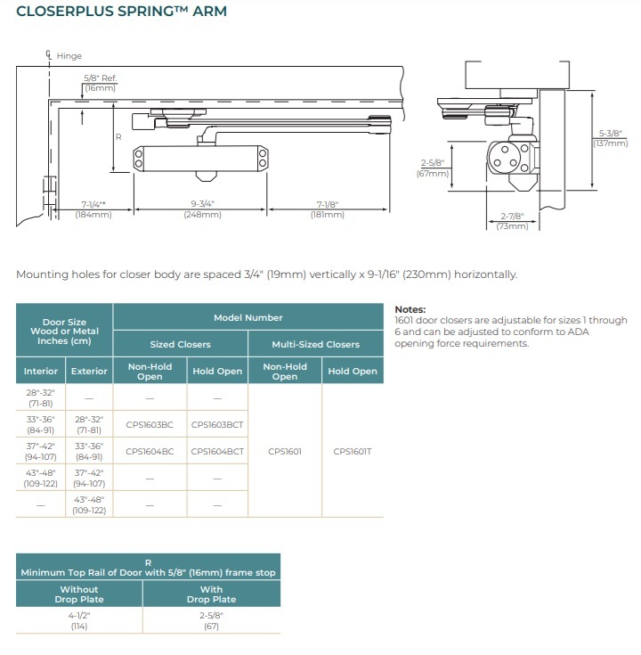 Norton CPS CloserPlus Spring Arm Closer Details
