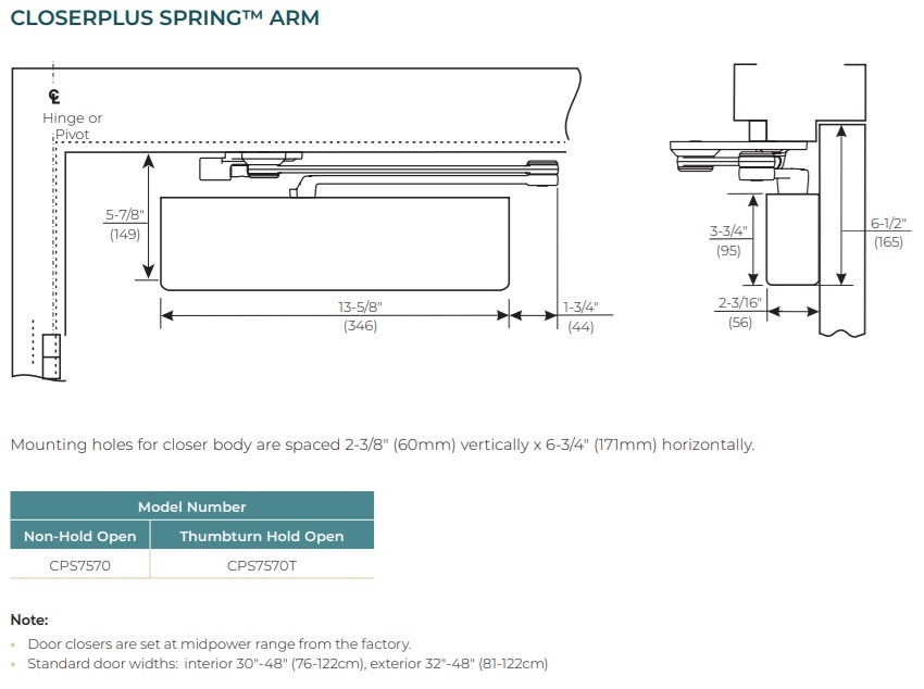 Norton CPS7570 CloserPlus Spring Arm Details