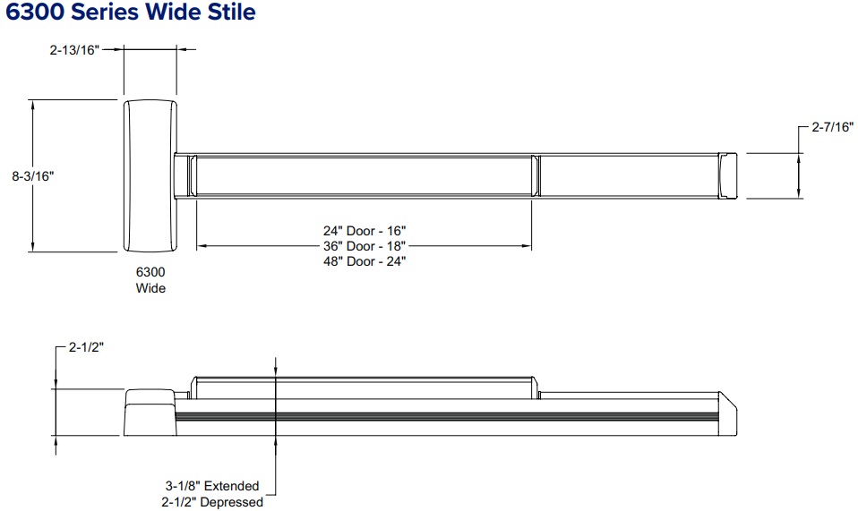 PDQ 6300R Fire Rated Rim Exit Device PDQ 6300-R PDQ 6300 R